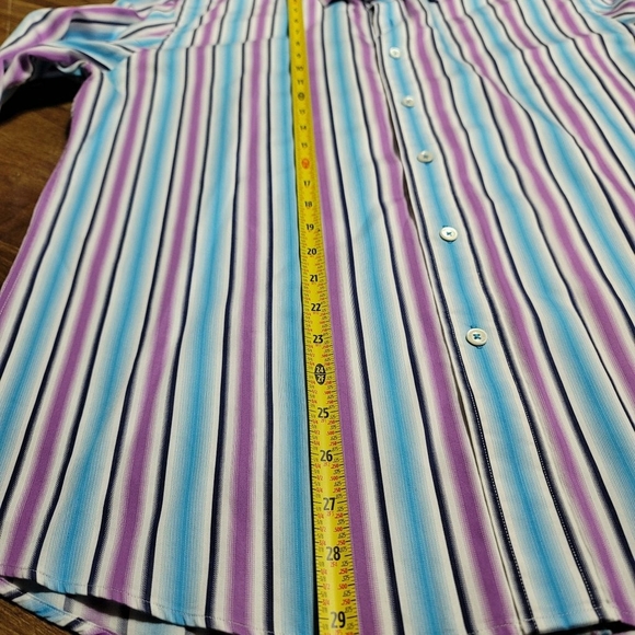 Bugatchi Shirt Mens Large Button Up Shaped Fit Long Sleeve Plaid Flip Cuff Sz L - Picture 6 of 11